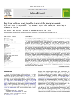 Best Linear Unbiased Prediction of Host-Range of the Facultative Parasite Colletotrichum Gloeosporioides F