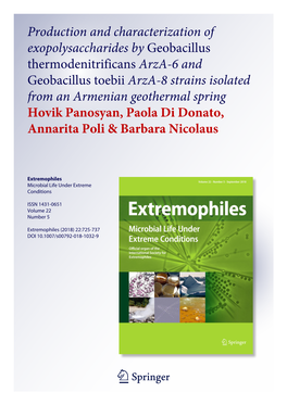 Production and Characterization of Exopolysaccharides by Geobacillus