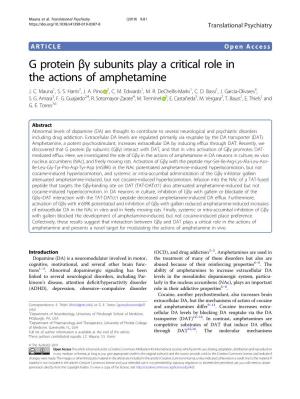 G Protein Βγ Subunits Play a Critical Role in the Actions of Amphetamine