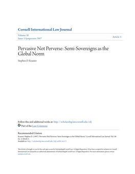 Pervasive Not Perverse: Semi-Sovereigns As the Global Norm Stephen D