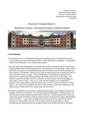 Structural Technical Report 1 Structural Concepts / Structural Existing Conditions Report