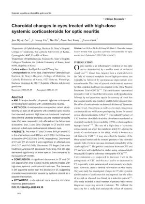 Choroidal Changes in Eyes Treated with High-Dose Systemic Corticosteroids for Optic Neuritis