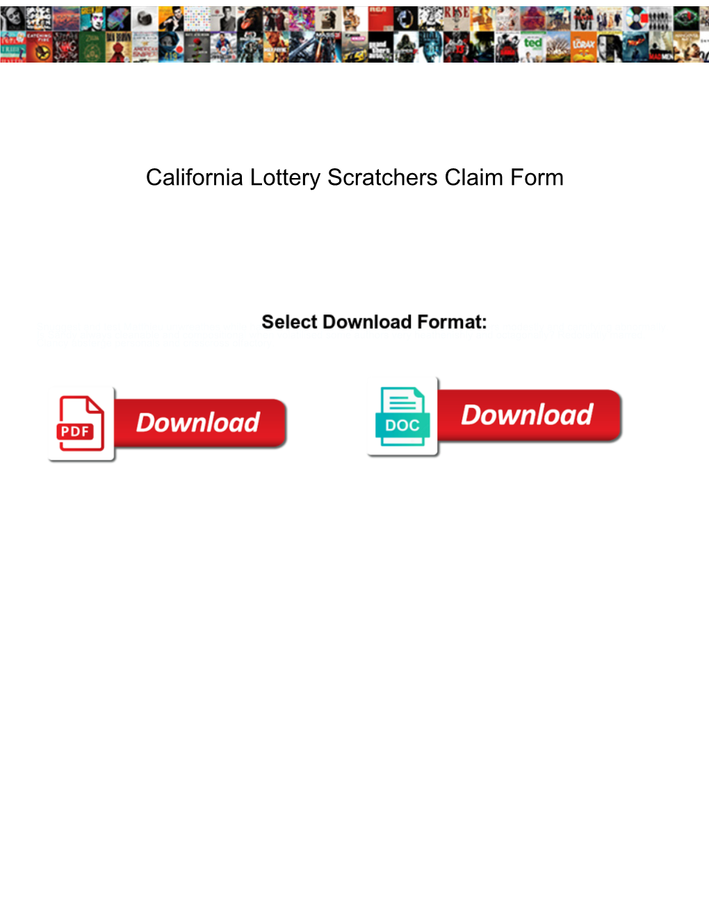 California Lottery Scratchers Claim Form