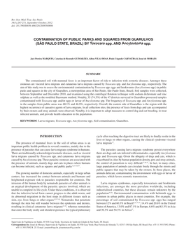 (SÃO PAULO STATE, BRAZIL) by Toxocara Spp. and Ancylostoma Spp