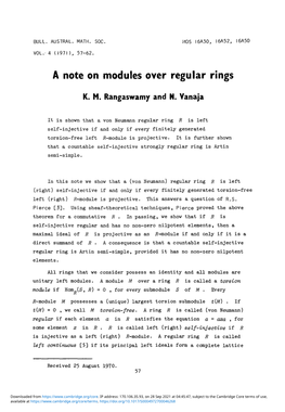 A Note on Modules Over Regular Rings