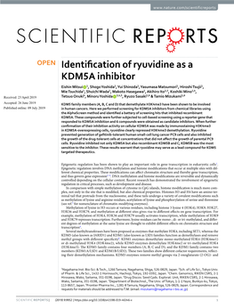 Identification of Ryuvidine As a KDM5A Inhibitor