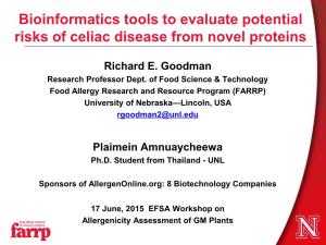 Bioinformatics Tools to Evaluate Potential Risks of Celiac Disease from Novel Proteins