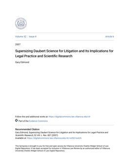 Supersizing Daubert Science for Litigation and Its Implications for Legal Practice and Scientific Research