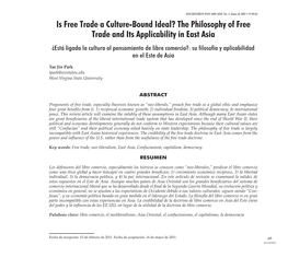 The Philosophy of Free Trade and Its Applicability in East Asia