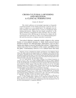 Cross-Cultural Lawyering and Religion: a Clinical Perspective