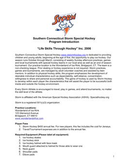 Southern Connecticut Storm Special Hockey Program Introduction