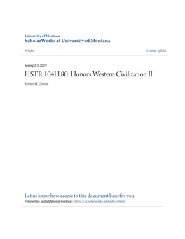 HSTR 104H.80: Honors Western Civilization II Robert H