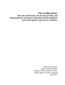 The Gordian Knot: How the United States, the European Union, and Organization for Economic Cooperation and Development Took Action Against Corporate Tax Avoidance