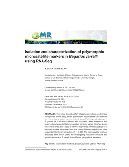 Isolation and Characterization of Polymorphic Microsatellite Markers in Bagarius Yarrelli Using RNA-Seq
