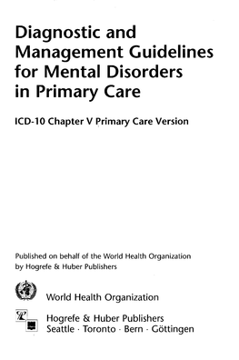 Diagnostic and Management Guidelines for Mental Disorders in Primary Care