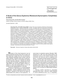 A Study of the Genus Euplectrus Westwood