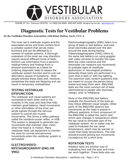 Diagnostic Tests for Vestibular Problems
