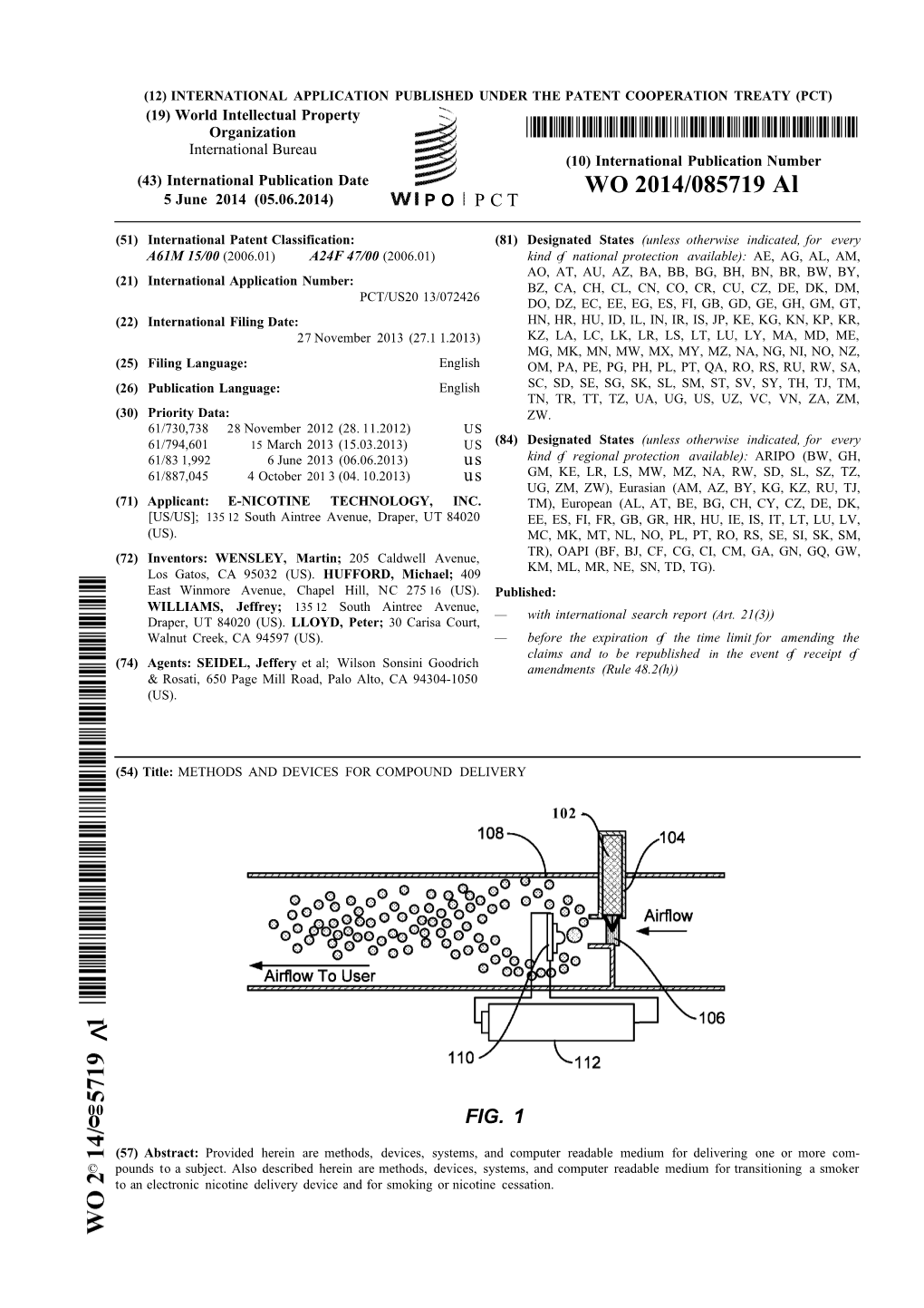 WO 2014/085719 Al 5 June 2014 (05.06.2014) P O P C T