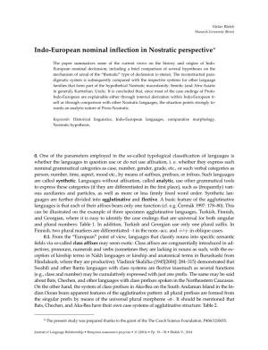 Indo-European Nominal Inflection in Nostratic Perspective*