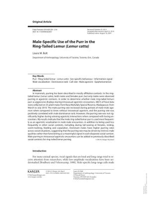 Male-Specific Use of the Purr in the Ring-Tailed Lemur (Lemur Catta)