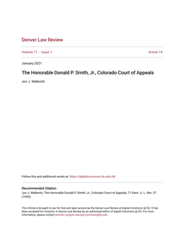 The Honorable Donald P. Smith, Jr., Colorado Court of Appeals