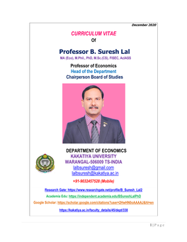 Professor B. Suresh Lal