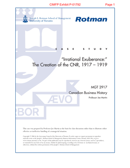 “Irrational Exuberance:” the Creation of the CNR, 1917 – 1919