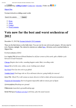 Vote Now for the Best and Worst Orchestras of 2012