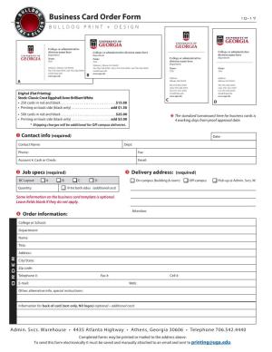 Business Card Order Form 10–17 BULLDOG PRINT + DESIGN