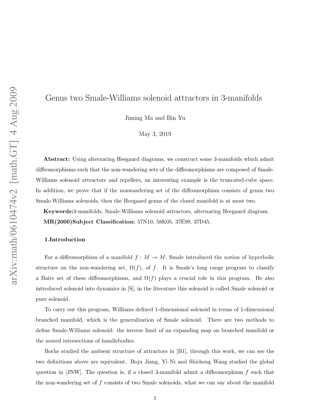 Genus Two Smale-Williams Solenoid Attractors in 3-Manifolds