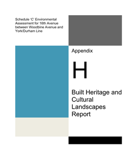 Built Heritage and Cultural Landscapes Report