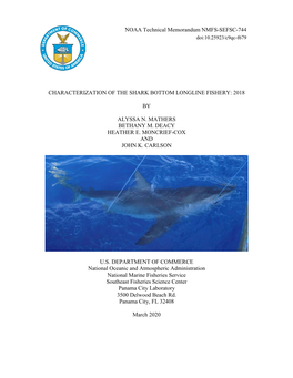 Characterization of the Shark Bottom Longline Fishery: 2018