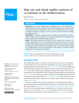 Ship Rats and Island Reptiles: Patterns of Co-Existence in the Mediterranean