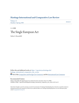 The Single European Act, 13 Hastings Int'l & Comp