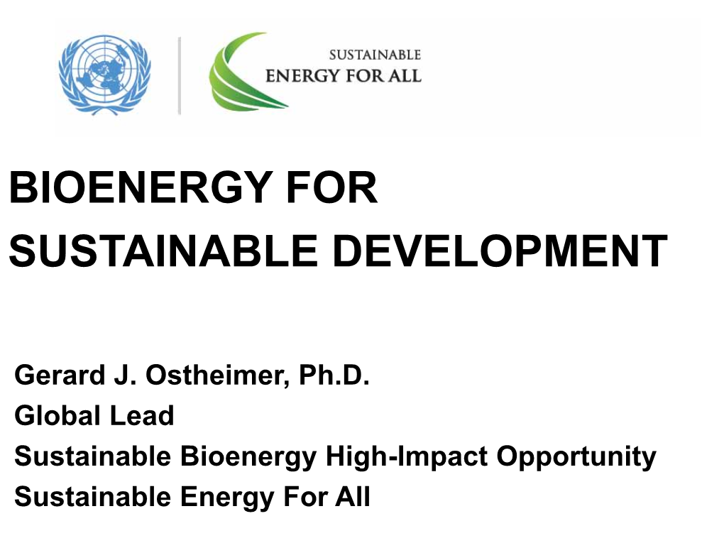 Bioenergy for Sustainable Development