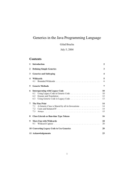 Generics in the Java Programming Language