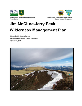 Jim Mcclure-Jerry Peak Wilderness Management Plan