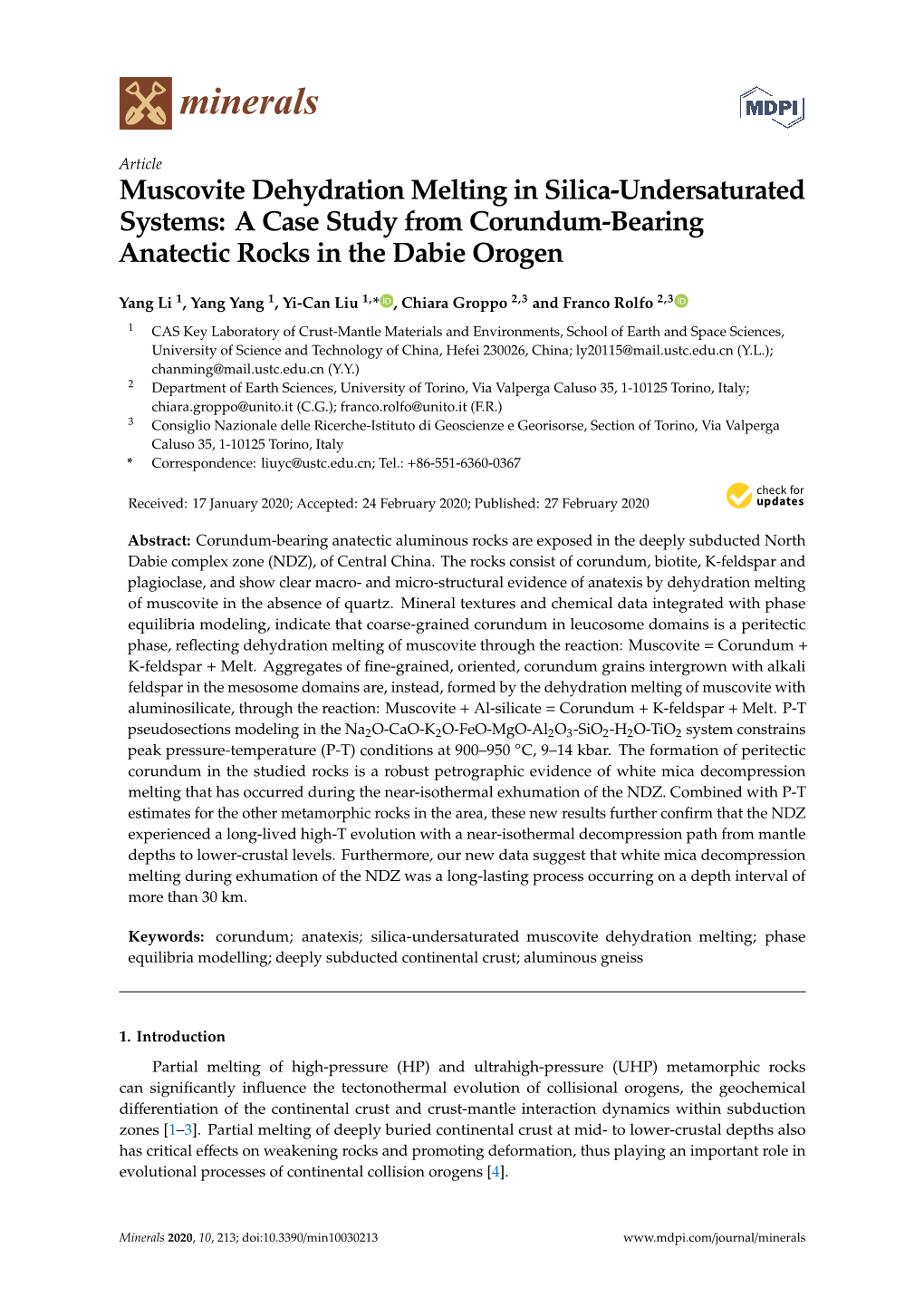 Muscovite Dehydration Melting in Silica-Undersaturated Systems: a Case Study from Corundum-Bearing Anatectic Rocks in the Dabie Orogen