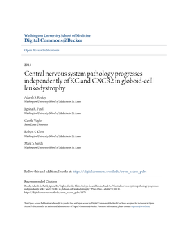 Central Nervous System Pathology Progresses Independently of KC and CXCR2 in Globoid-Cell Leukodystrophy Adarsh S