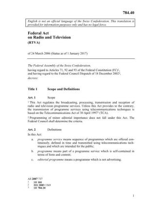 Federal Act on Radio and Television 784.40