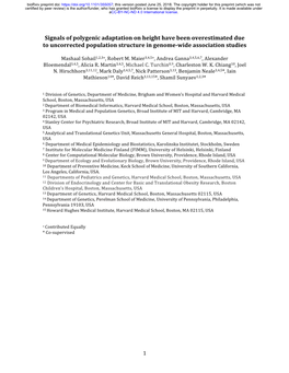 Signals of Polygenic Adaptation on Height Have Been Overestimated Due to Uncorrected Population Structure in Genome-Wide Association Studies