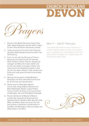 CHURCH of ENGLAND DEVON Prayers 1