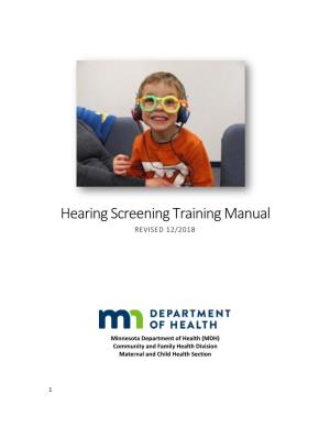 Hearing Screening Training Manual REVISED 12/2018