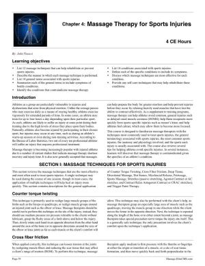 Chapter 4: Massage Therapy for Sports Injuries 4 CE Hours