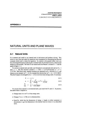 Appendix A: Natural Units and Plane Waves