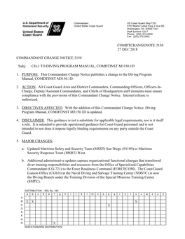 Ch-1 to Diving Program Manual, Comdtinst M3150.1D