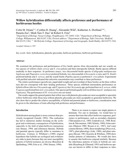Willow Hybridization Differentially Affects Preference and Performance Of