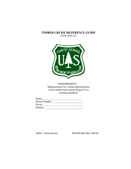 Timber Cruise Reference Guide (Fsh 2409.12)