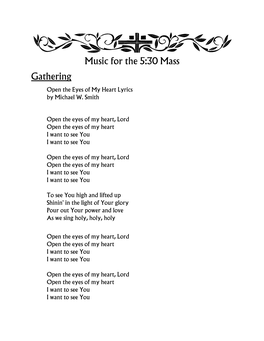 Music for the 5:30 Mass Gathering Open the Eyes of My Heart Lyrics by Michael W
