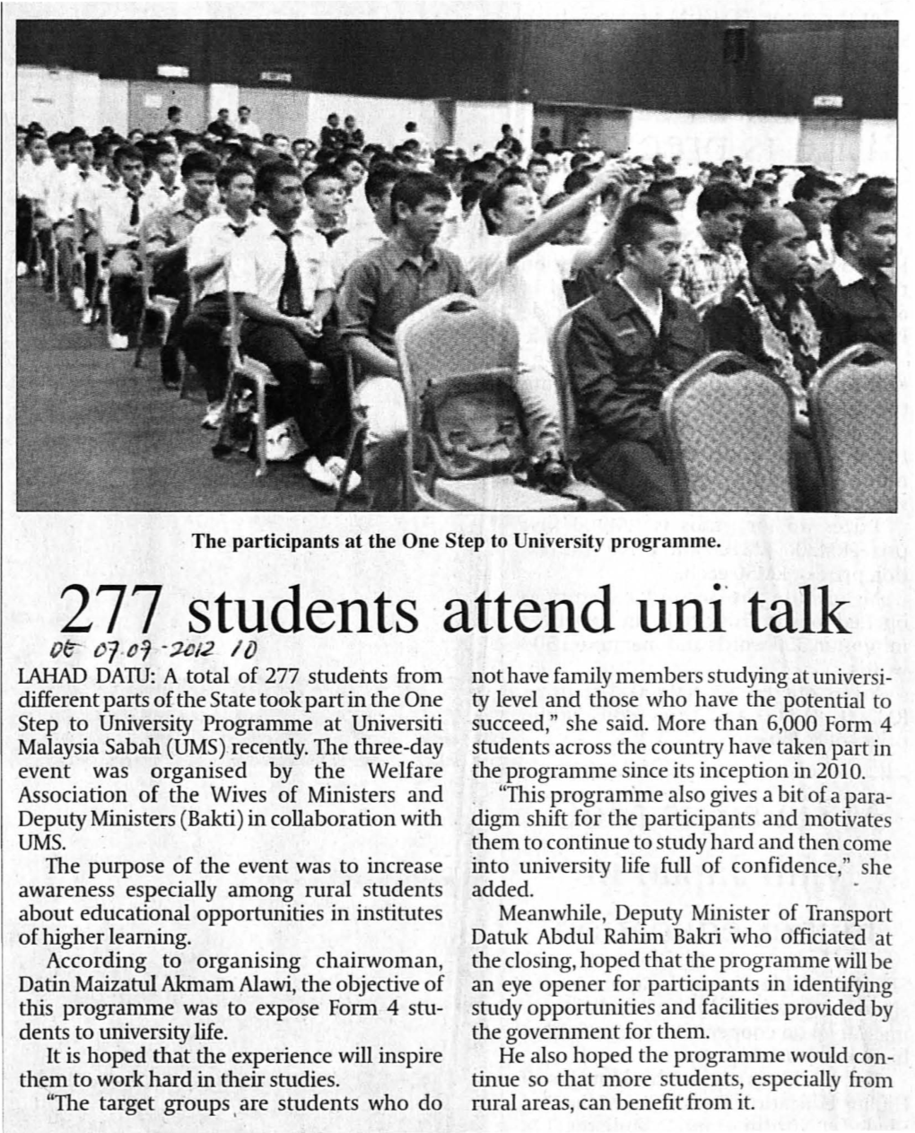 277 Students Attend Uni Talk